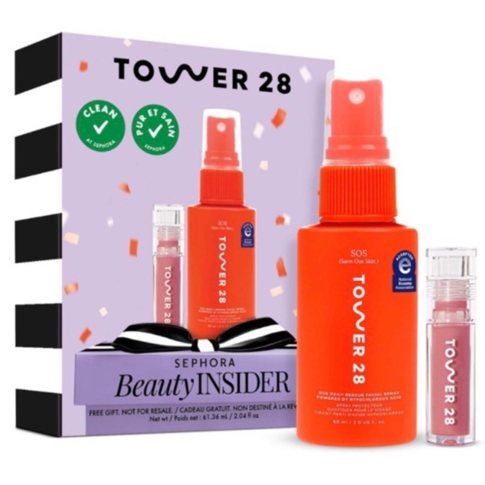 Tower 28 SOS Daily Rescue Facial Spray & Shine on Lip Jelly Set - Pistachio
